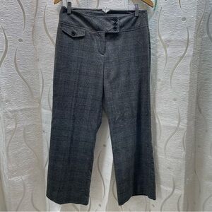 High-Waist Gray Plaid Wide-Leg Pants